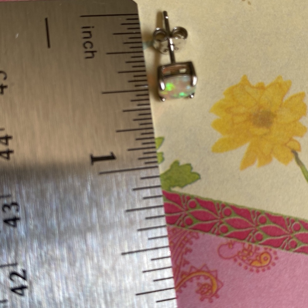 Sterling Silver Square Opal Stud Earrings. Opal S… - image 5